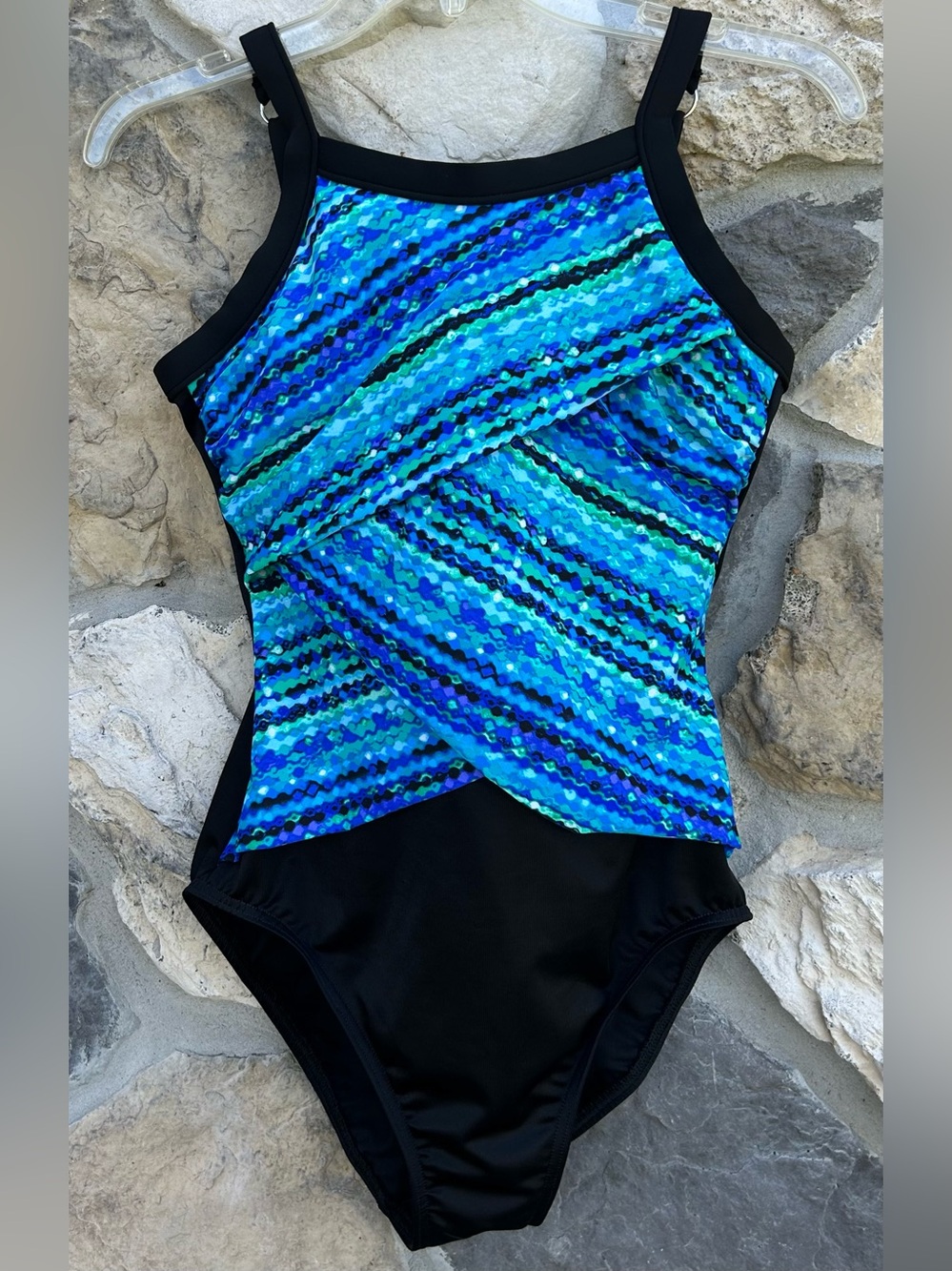 Miraclesuit Night Lights One Piece Swimsuit Size 8 Blue Slimming Underwired